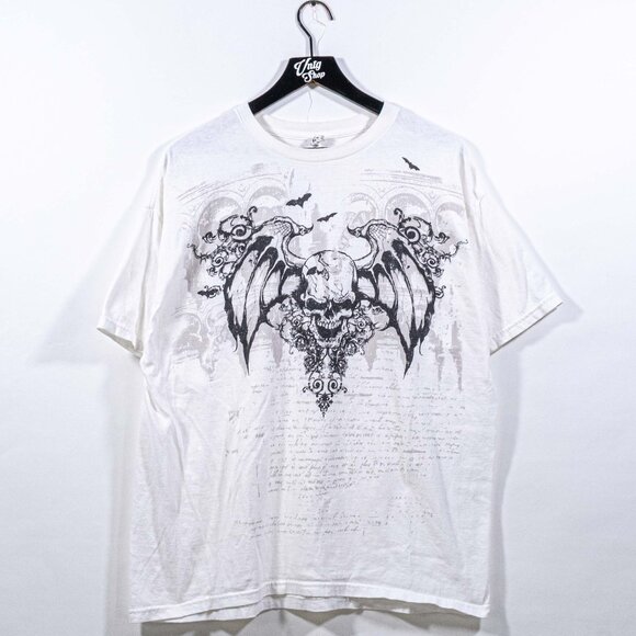 Skull Wings AOP Mall Goth T-Shirt XL Y2K Streetwear Skate Grunge - Picture 1 of 6